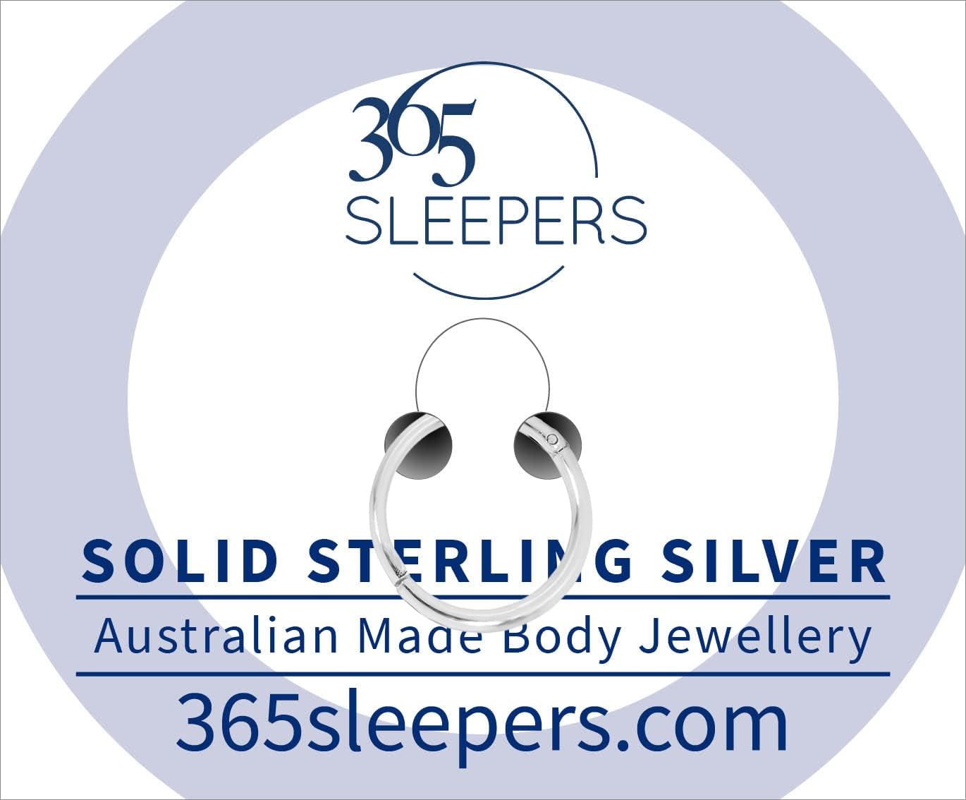 365 SLEEPERS 925 Solid Sterling Silver Australian Made 8mm - 14mm Hinged Sleeper Earrings Nose Lip Septum Tragus Hoop Segment Ring Nickel Free Hypoallergenic - Image 2