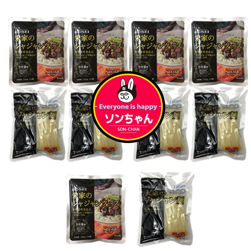 ジャジャン麺 5人前セット (ジャジャンソース× 5袋 専用シコシコ麺× 5袋 ) +ソンちゃんステッカー1枚 お客様ご希望で 製作いたしました。
