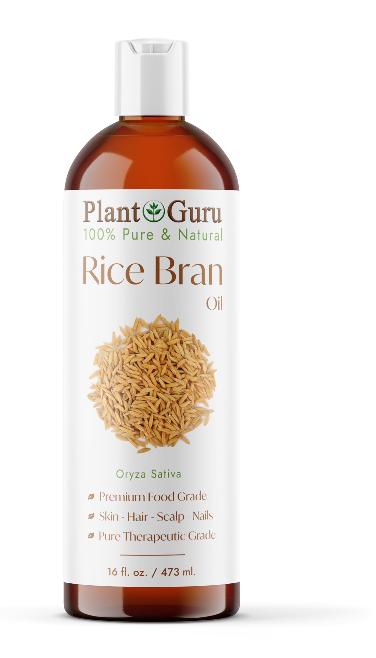 Rice Bran Oil 16 fl. oz. – 100% Pure & Natural Carrier Oil for Skin, Face, Body, and Hair Moisturizing. Great for DIY Creams, Lotions, and Lip Balms.