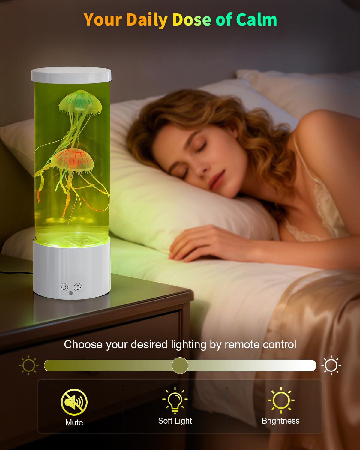 AONESY Lampe LED Jellyfish 17 couleurs, lampe à lave Aquarium avec télécommande, Décoration Lumière d'ambiance - Blanc