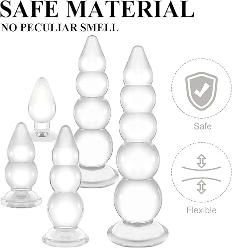 Miniatura 5 de Juguete sexual de cuentas anales con potente ventosa para anal, estimulación vaginal, consolador flexible transparente para hombres, mujeres,