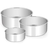 E-far Cake Pan Set of 3 &lpar;4’’&sol;6’’&sol;8&rpar;&comma; Deep Stainless Steel Round Cake Pans Tins for Wedding Birthday&comma; Non-toxic & Dishwasher Safe&comma; Mirror Finish & Straight Side