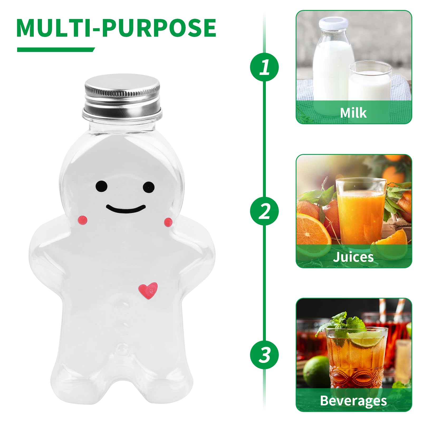Juegos de Botellas de Bebida 400ml Botella Plastico Reutilizable Mini Botellas Vacías de Plástico Transparenteb Botella de Plástico Botellas de Jugo Reutilizables (Tapa de sellado)