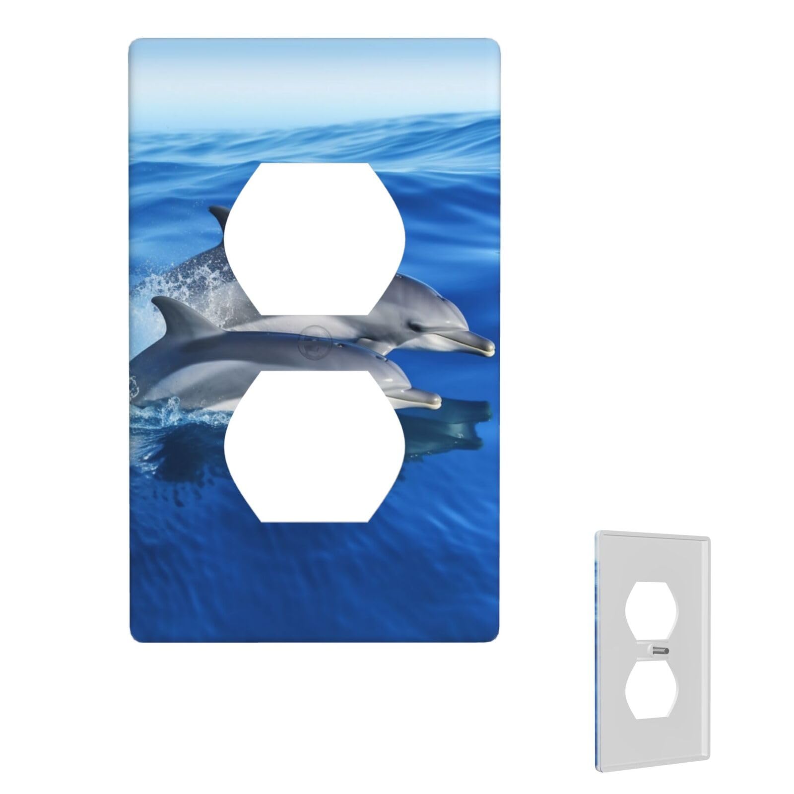 1-Gang Decorator Wall Plate Dolphin Family Light Switch Cover Single Gang Receptacle Wall Plate Standard Size 4.5" x 2.76" Wallplate Unbreakable Polycarbonate Outlet Faceplates Cover