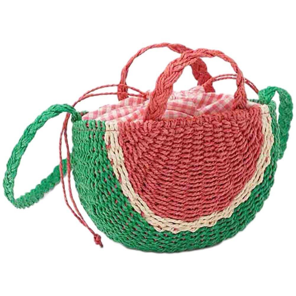 Sac à bandoulière en paille pour femmes fourre-tout pastèque d'été