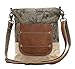 Myra Bags Leather Pocket Upcycled Canvas Shoulder Bag S-0945
