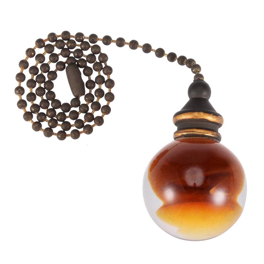 uxcell 12 Inch Bronze Pull Chain Amber Ball Pendant for Ceiling Fan Light