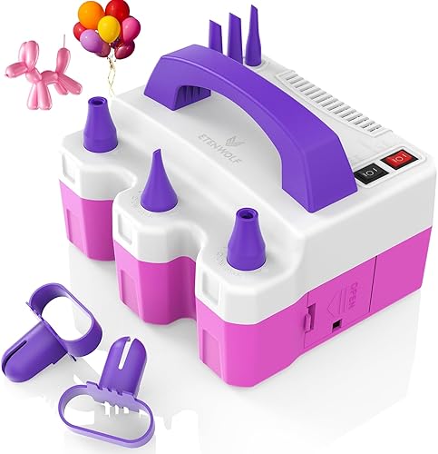 ETENWOLF Bomba eléctrica de globos P600 para todos los globos con 3 boquillas 110V 600W soplador de globos para fiestas de látex metálico 260q