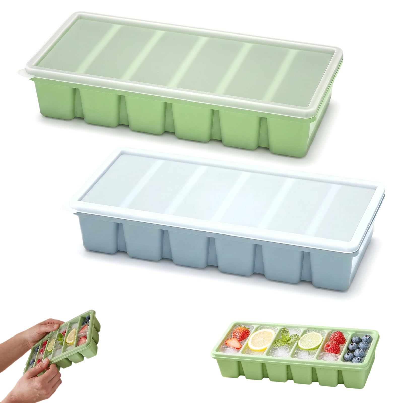 Soup Freezer Containers, 2 Pcs Silicone Freezer Tray with Lid 100 ml