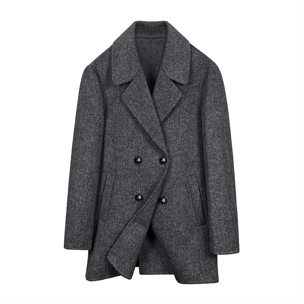 Cappotto da uomo Cappotto doppiopetto con bavero con risvolto Giacca da trench morbida da passeggio invernale per la protezione dal freddo e dal vento