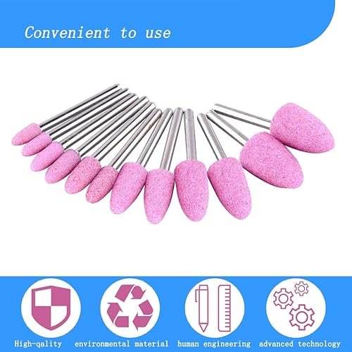 Miniatura 3 de Luo ke Juego de 24 brocas de afilado de piedra rotatoria, montaje abrasivo con vástago de 18 pulgadas para herramientas rotativas