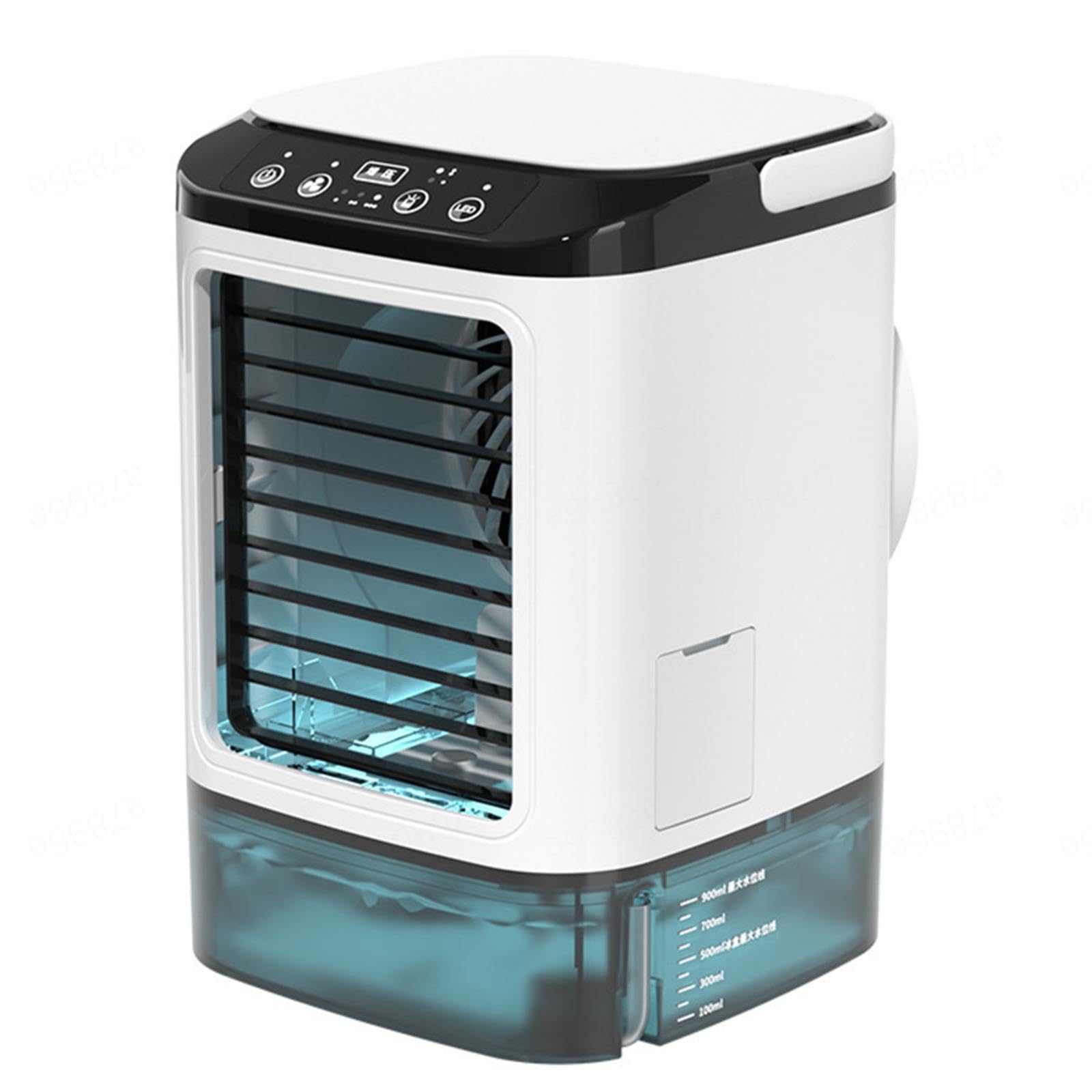 Air Conditioners for Home, 900ml Water Tank,with Ice Box,3 Wind Speeds Portable Air Cooling Fan Cooling Mist,7 LED Lights,with Handle USB Aircon for Bedroom Home Office Outdoor Usage