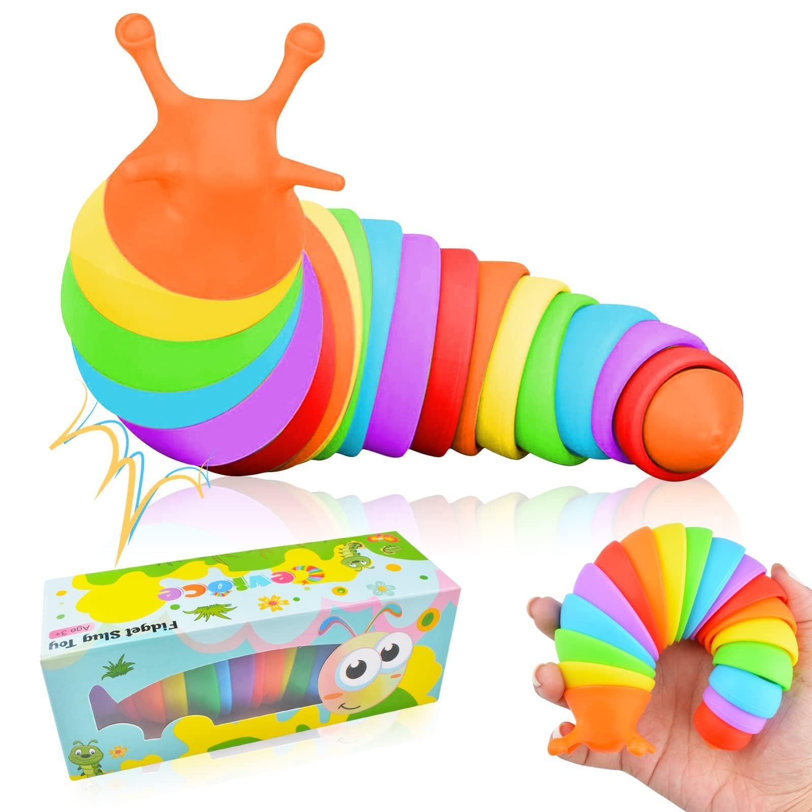 ASIOWELY Fidget Slug Toy, Sensory Slug Fidget Toy for Kids & Adults, 1 PC Cute Autism Sensory Toys for Autistic Children Valentines Day Gifts for Kid Girl Boy Toddler Birthday Easter Basket Stuffers