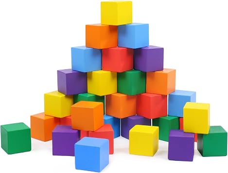 30PCS Building Blocks, 3cm Stacking Blocks, Wooden Blocks 1 Year Old