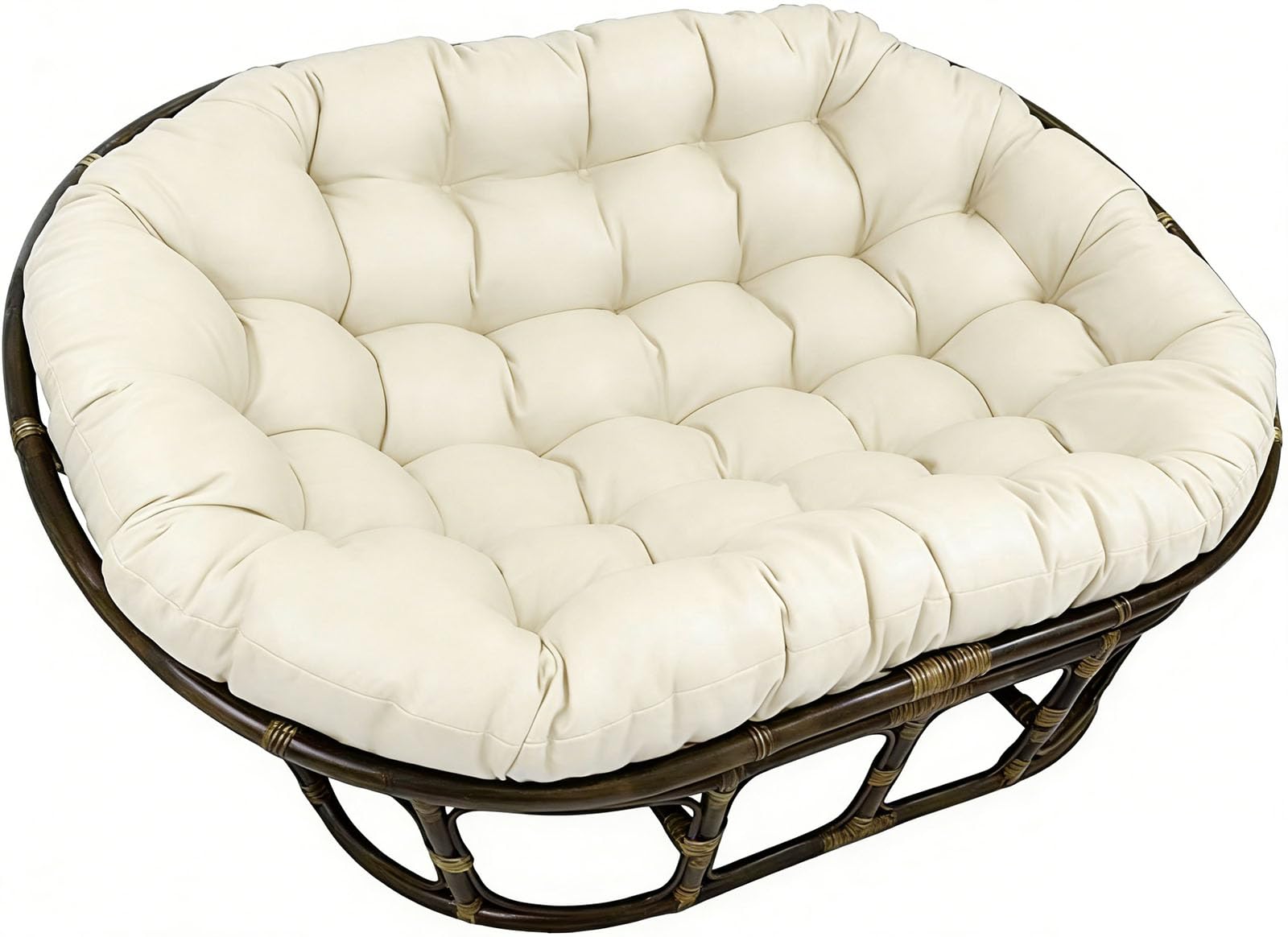 ZTGL Coussin Double Fauteuil Papasan, Impermeable Coussin Fauteuil Papasan Ovale, Gros et Epais Coussin Fauteuil Rotin Exterieur, Coussin Fauteuil Suspendu Oeuf Jardin Exterieur,Beige,170x120cm
