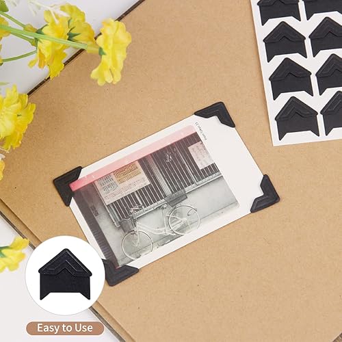 Miniatura 19 de GOONAVI 10 hojas de 240 esquinas de fotos doradas brillantes sin ácidos, montaje autoadhesivo para suministros de álbumes de recortes de boda, álbum