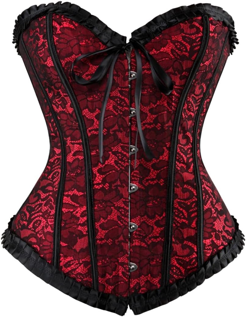 frawirshau Corsets for Women Floral Overbust Corset Bustier Lingerie Top