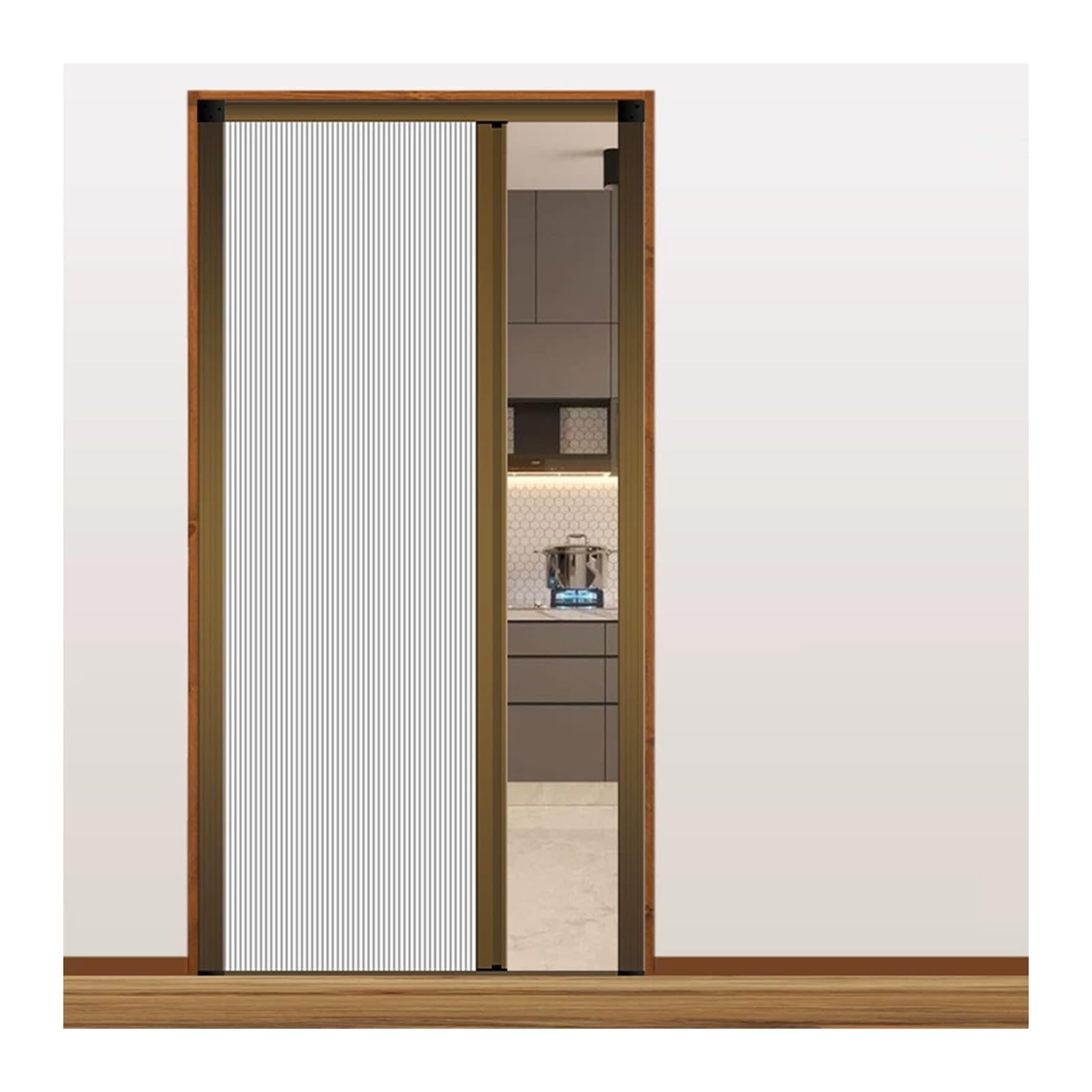 Folding Accordion Door Interior, No‑Drilling Honeycomb Fabric Privacy Door for Staircase Small Space Renter Friendly, Custom Size(White,81.5x213.4CM)