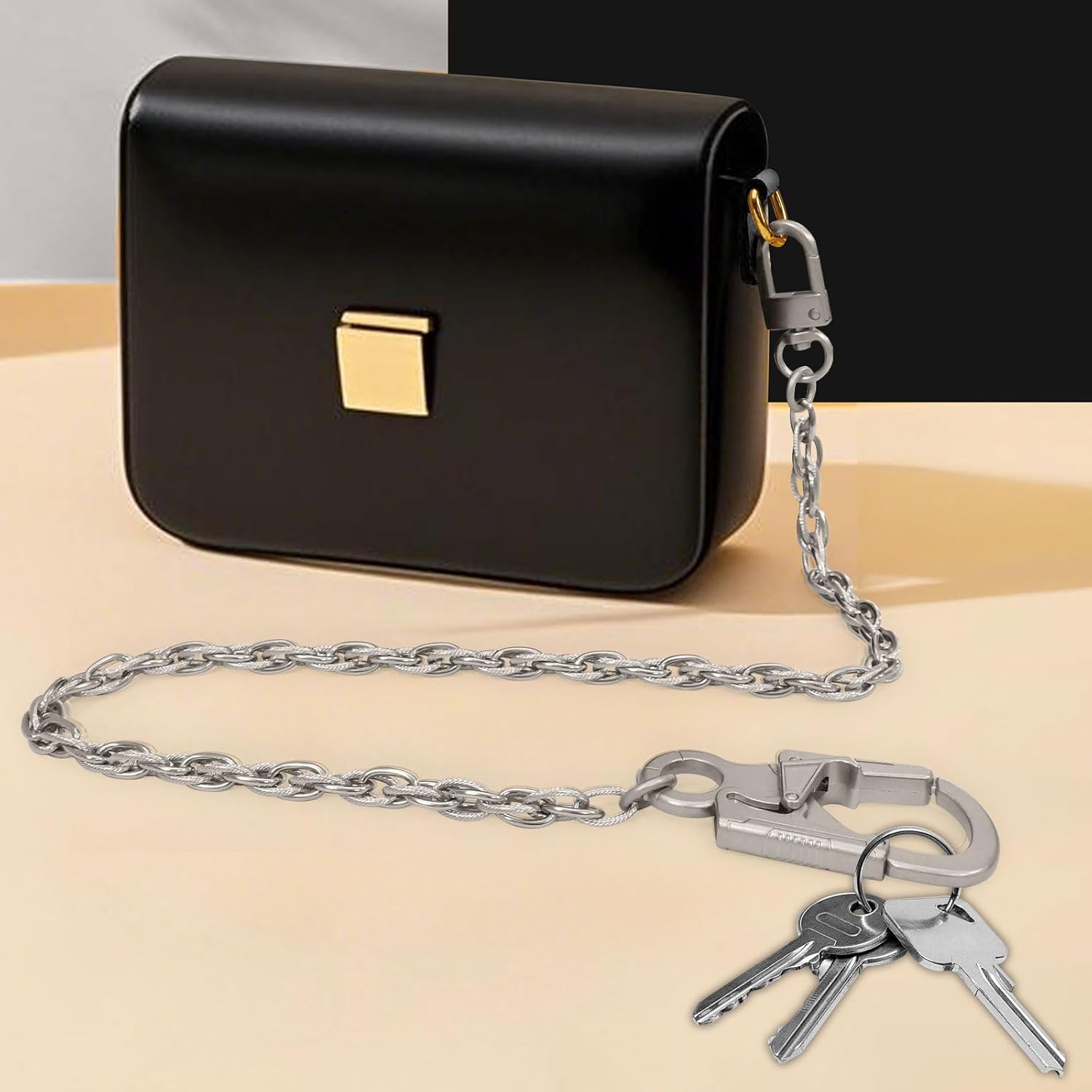 Ahiller Punk Chains for Pants Wallet Car Keys Pocket Jeans Belt with Double Locking Key Carabiner Clip,Goth Accessories - Image 4