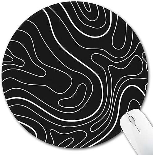 Hancynir Alfombrilla de mouse pequeña, alfombrilla de mouse redonda con mapa topográfico abstracto con base de goma antideslizante, alfombrillas de