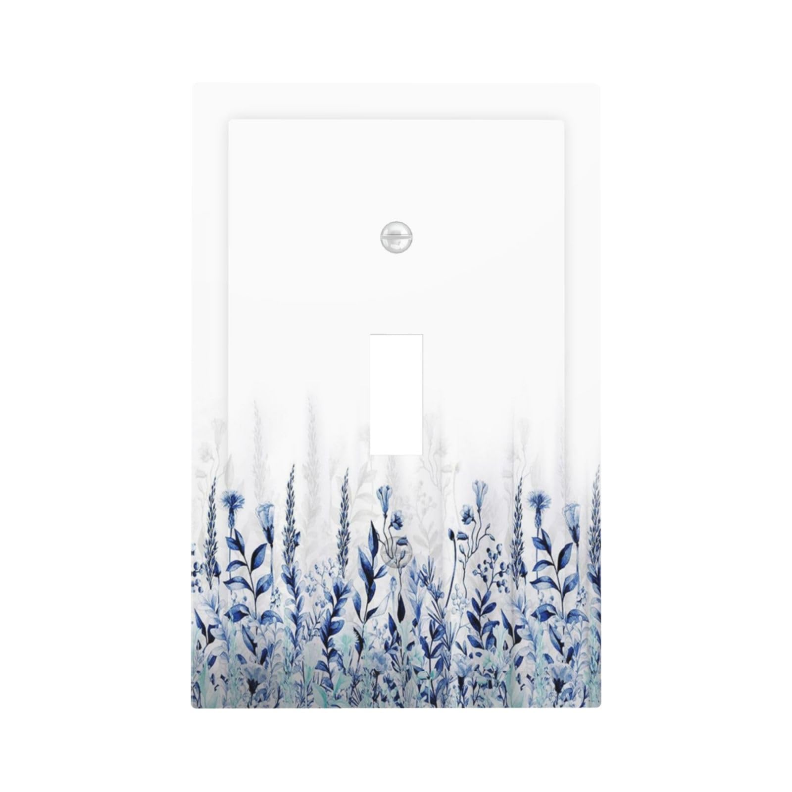 Wpshijia Rustic Blue Wildflower Boho Leaves Decorative Light Switch Cover Plate Rustic Blue Plants Wildflowers Boho Leaves 1 Gang Wall Plate Cover Single Toggle Switch Plate Covers Jumbo Electrical Switchplate Receptacle Faceplate
