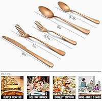 Vista 2 de Juego de cubiertos de oro rosa mate, 40 piezas de acero inoxidable mate, juego de cubiertos de oro rosa, servicio de vajilla para 8, utensilios