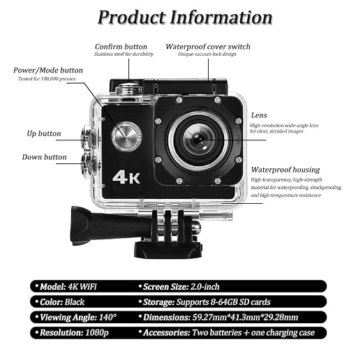 Motorcycle Helmet Camera for LS2 FF900 Valiant II, Portable Action Camera, Helmet Cam for Cycling, 140° Wide Angle Dash Cam, Motorcycle Helmet Accessories, B 64GB