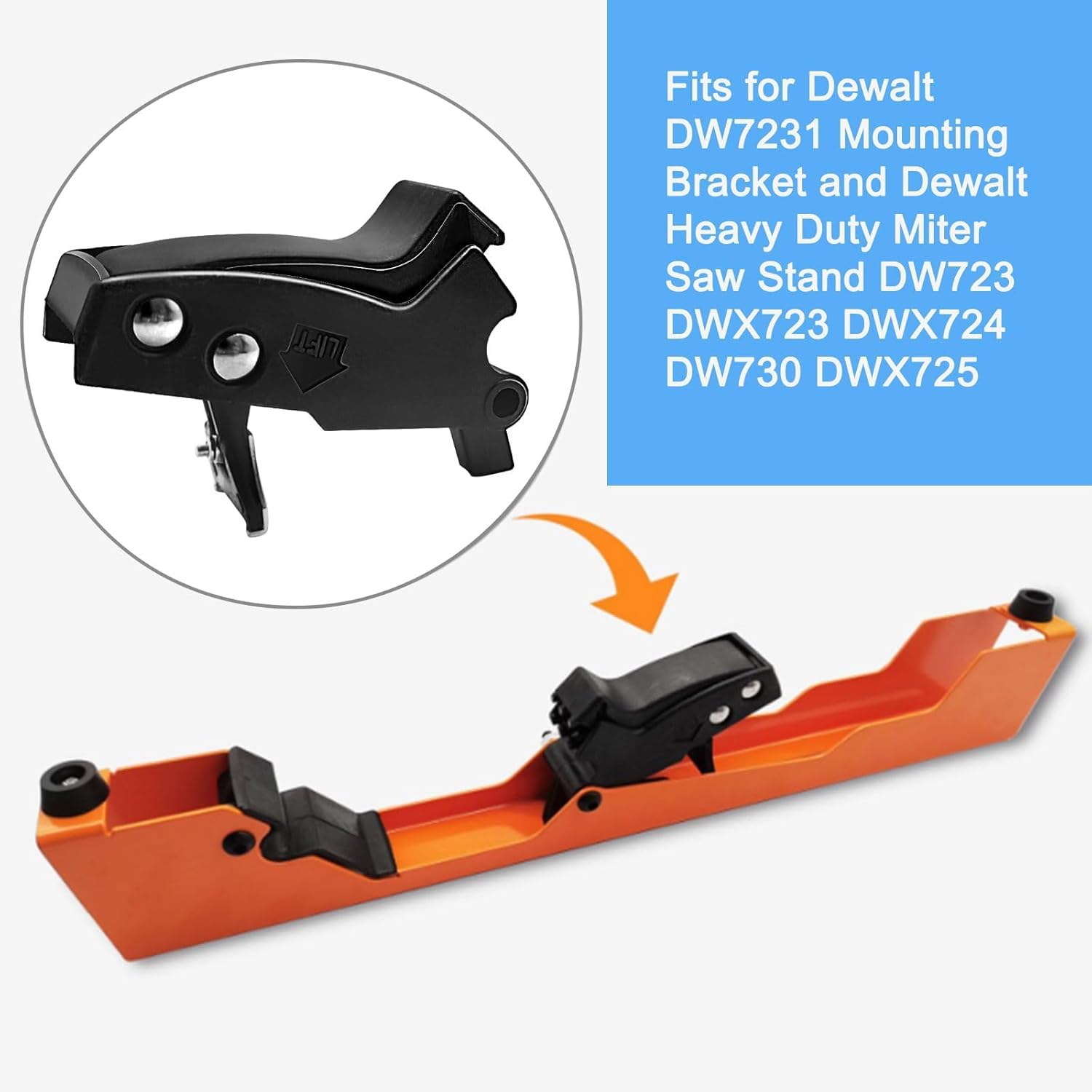 2 PCS Clips with Miter Saw Mounting Brackets Compatible with Dewalt's DW7231 DE7023 DE7033 DE7025 DWX723 DW7231 DWX724 Mounting Bracket and Dewalt Heavy Duty Miter Saw Stand （N087367）
