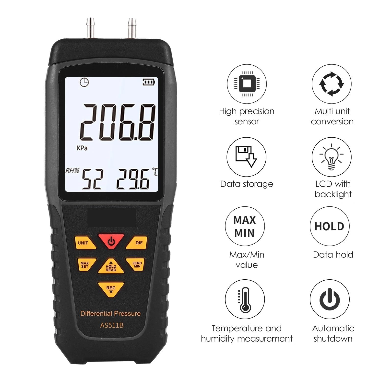 SMART Sensor AS511 Digitale Druckmessräte Manometer Luftdruckmessrät Differenzdruckmessrät for Erdgas Breites Anwendungsgebiet(AS511)