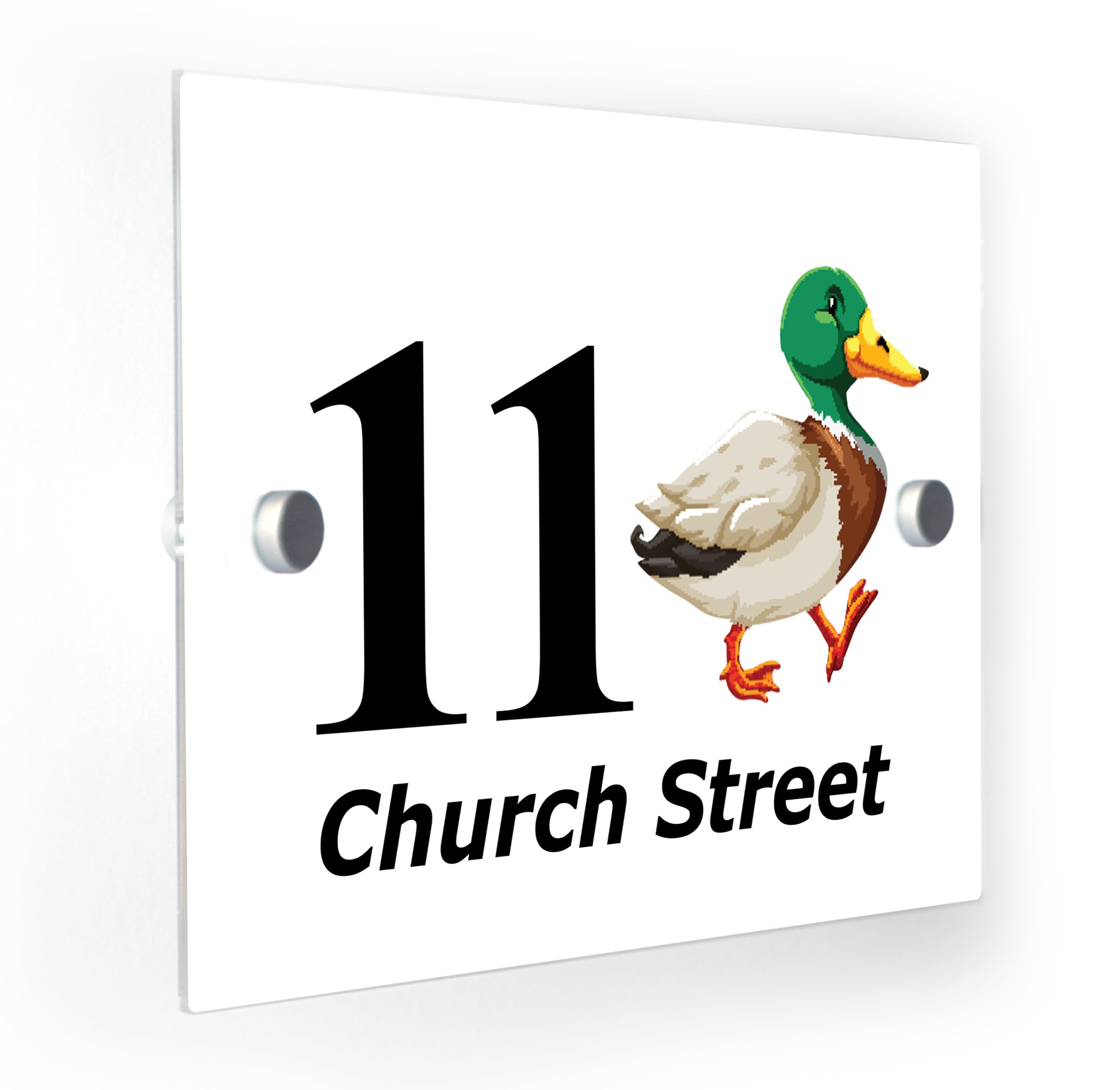Duck Personalised House Number Door Sign Plaque with Fittings