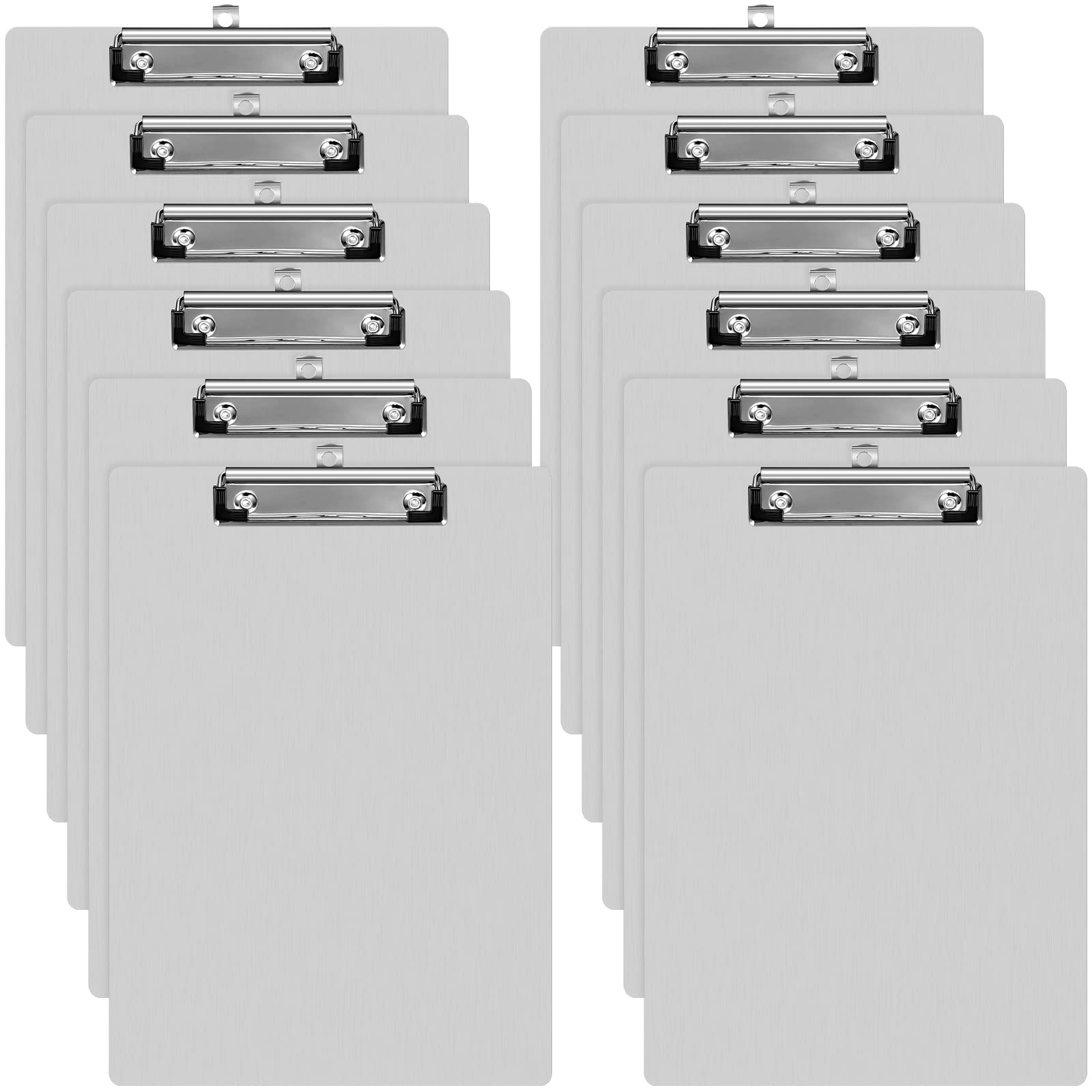 Epakh12 Pieces Clipboard Bulks Metal Clipboard Aluminum Office Clipboard Low Profile Clip Standard A4 Letter Size Metal Clip Board, Size 12.5 x 9 Inch