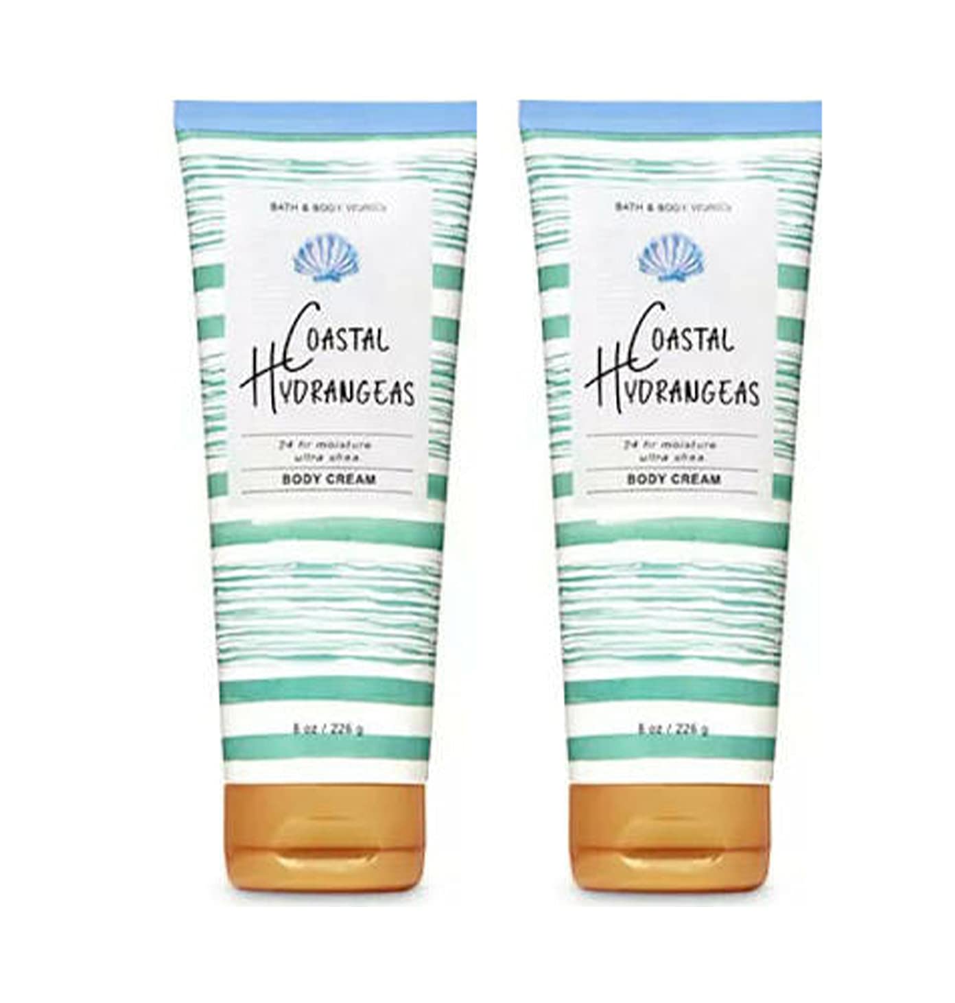 Bath & Body Works and Coastal Hudrangeas 2 Pack Ultra Shea Cream 8 Oz. (Coastal Hudrangeas)