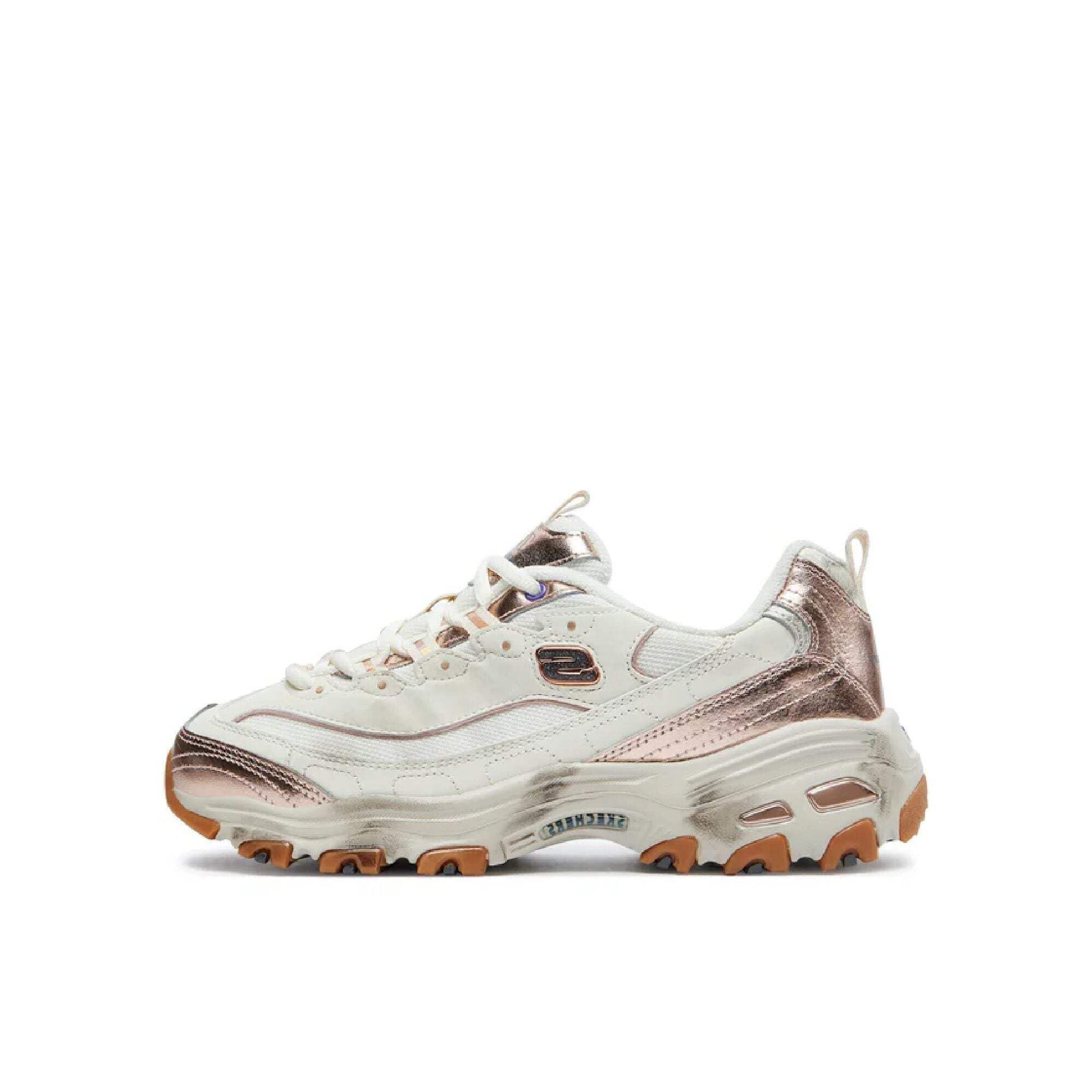 Skechers Women's D'Lites Vintage Vision Sneaker, Natural Leather/Multi Trim, 4 UK