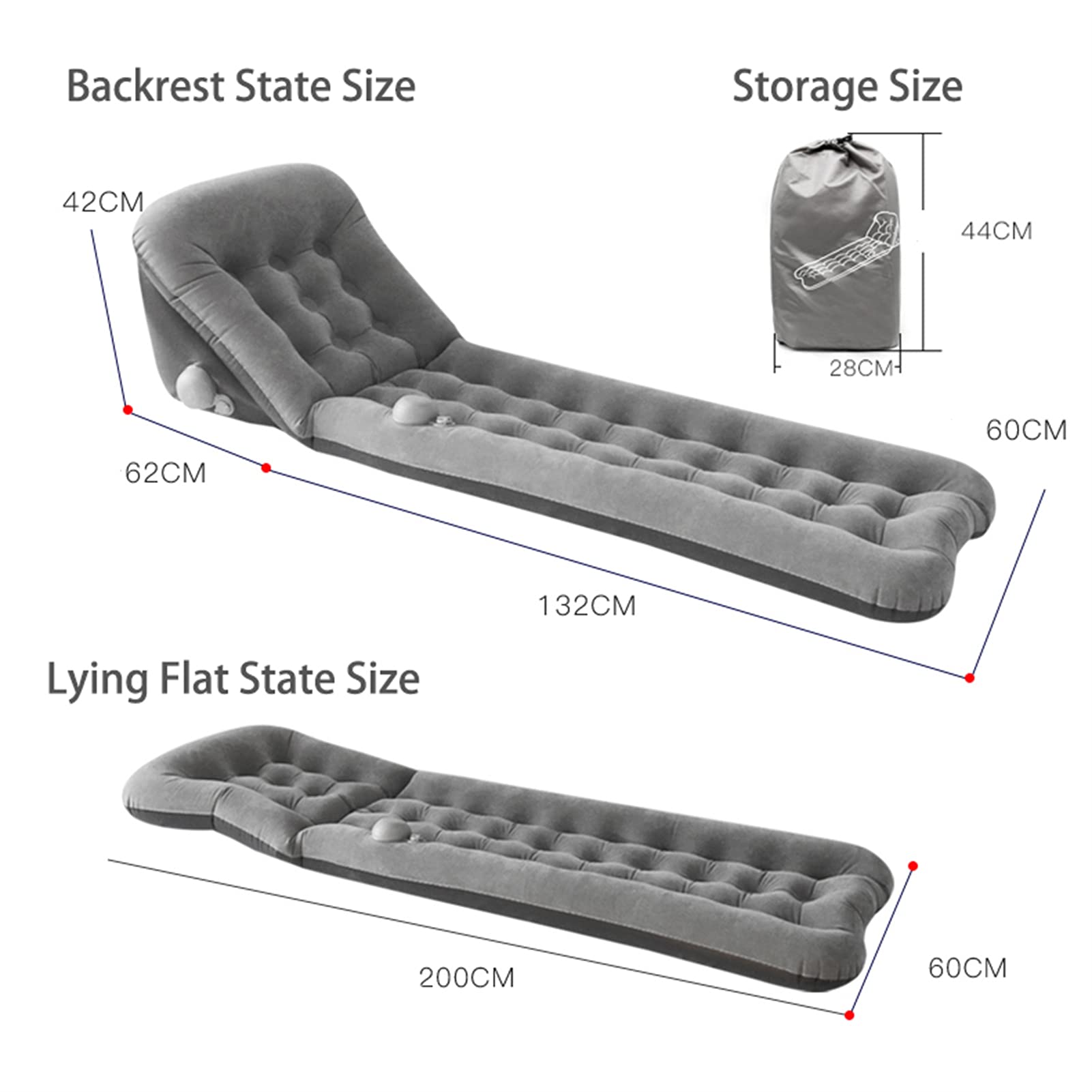 Lettino gonfiabile da campeggio con schienale, doppio uso singolo cuscino per il sonno escursionismo gonfiabile materassino gonfiabile Roll Mat portatile leggero con borsa da viaggio (blu-B)