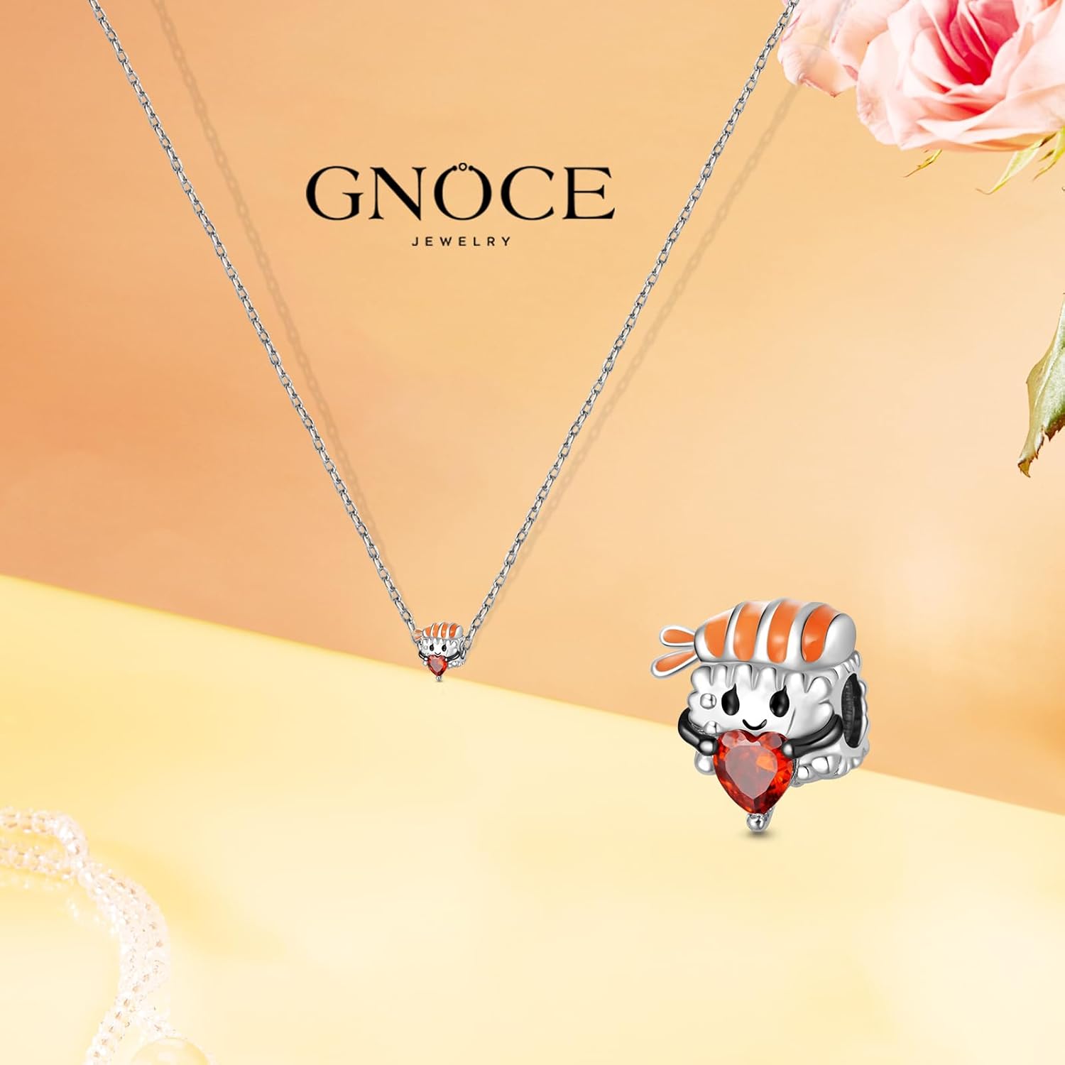 GNOCE Unicorn Dog Charms for Women 925 Sterling Silver Cat Bead Animal Charm Fit Bracelets/Necklace Jewelry Gift For Women Wife (Sushi Roll)