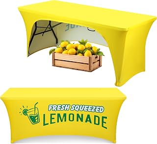 Oudain Lemonade Stand Supplies Tablecloth Open Back Stretch Spandex Yellow