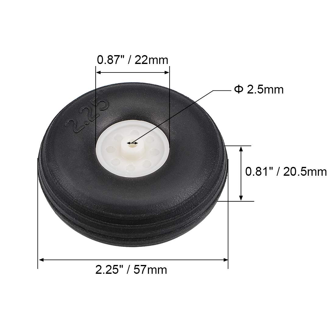 XYWHPGV Pneus Et Roues 4″ Pour Avion/Voiture RC – 2 Pièces – Éponge PU, Moyeu Plastique – Poids 33 G, Axe 5,5 Mm
