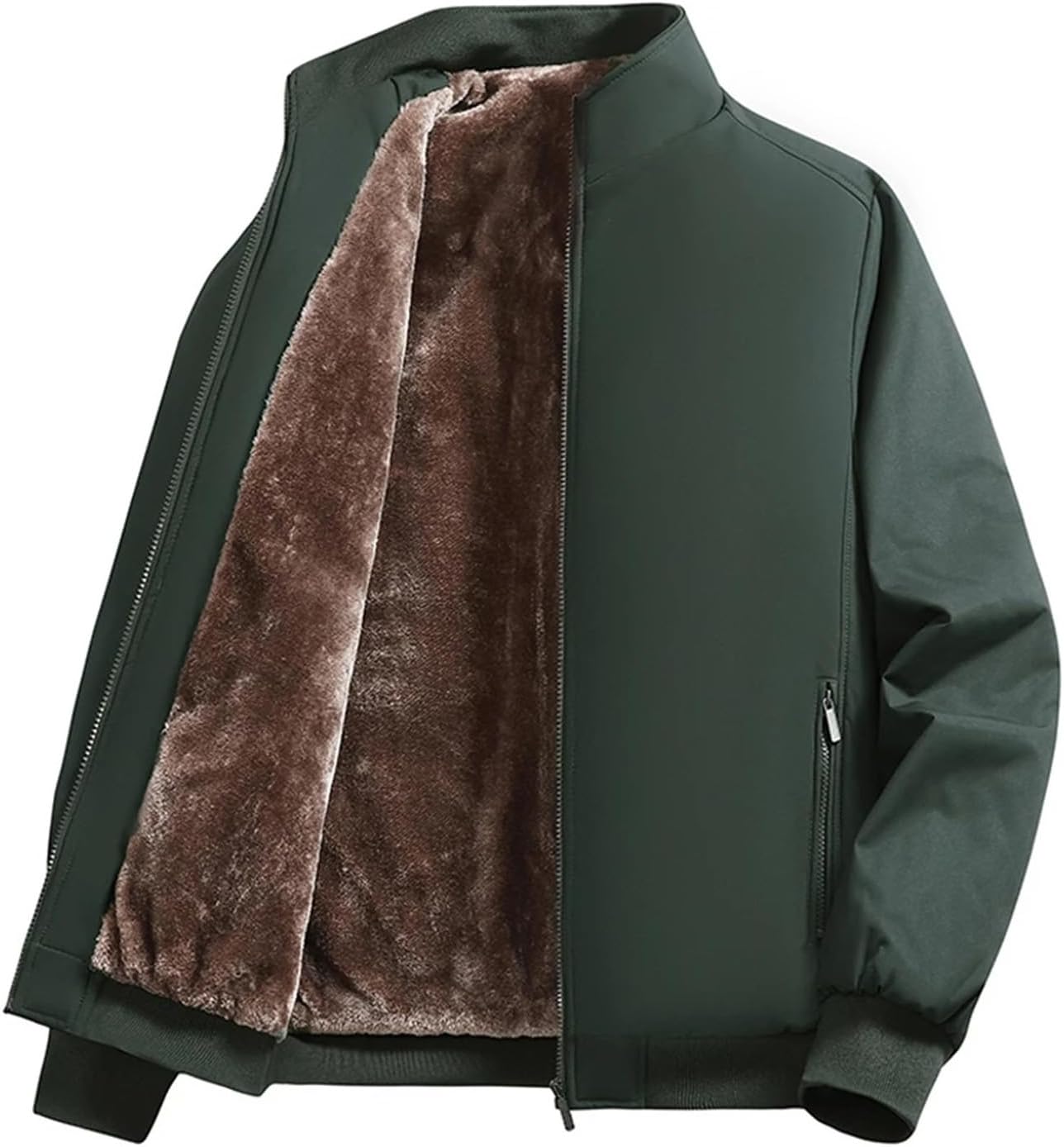 Men’s Double-Sided Fleece Jacket Warm Lamb Wool Collar Casual Coat