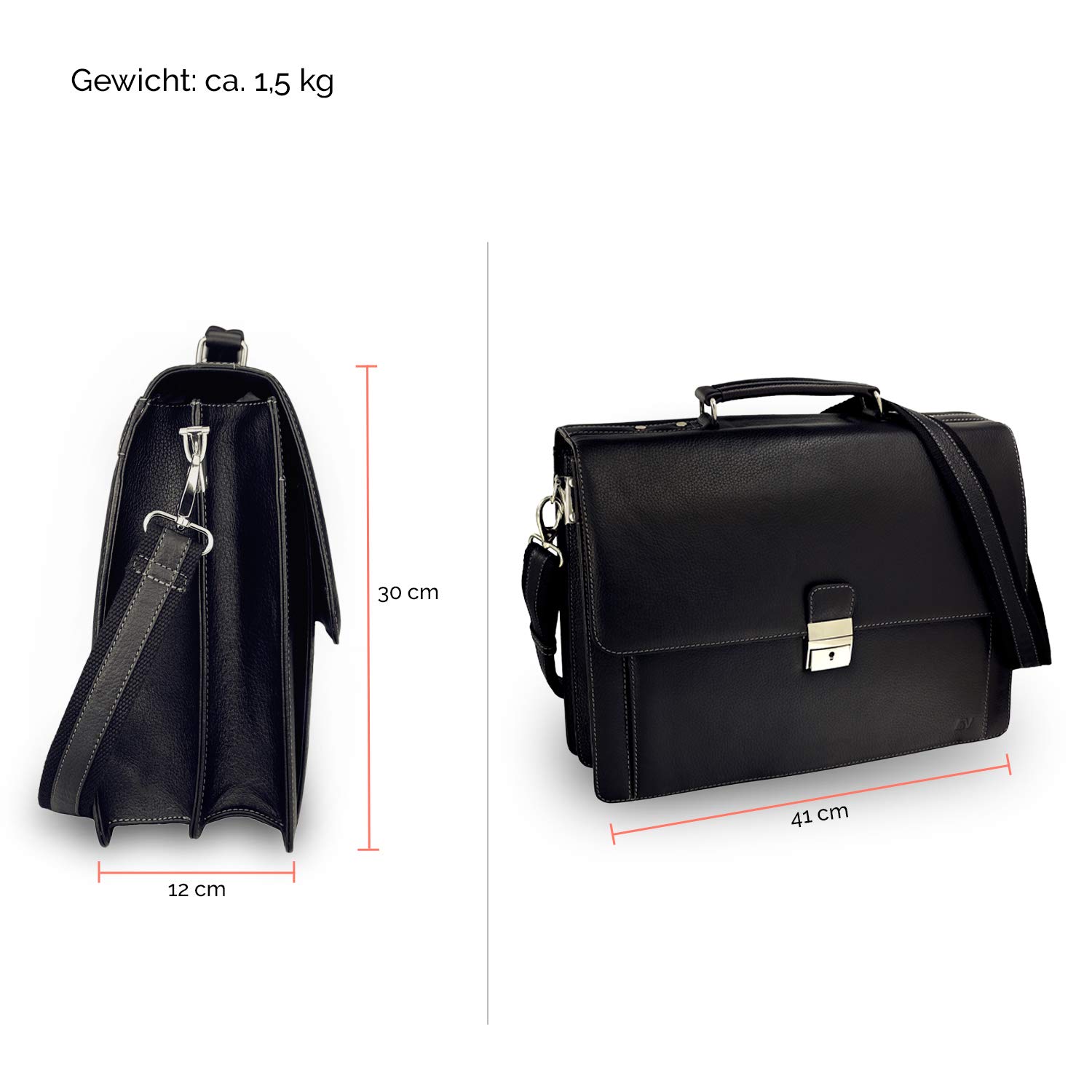 Fa.Volmer® Borsa da uomo in vera pelle per Notebook #Bag16208 in colore marrone e nero
