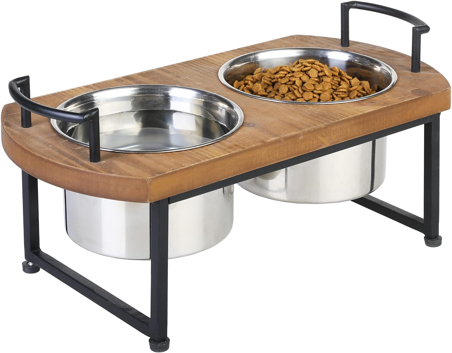 Pet Supplies MyGift Rustic Burnt Solid Wood Elevated Raised Pet