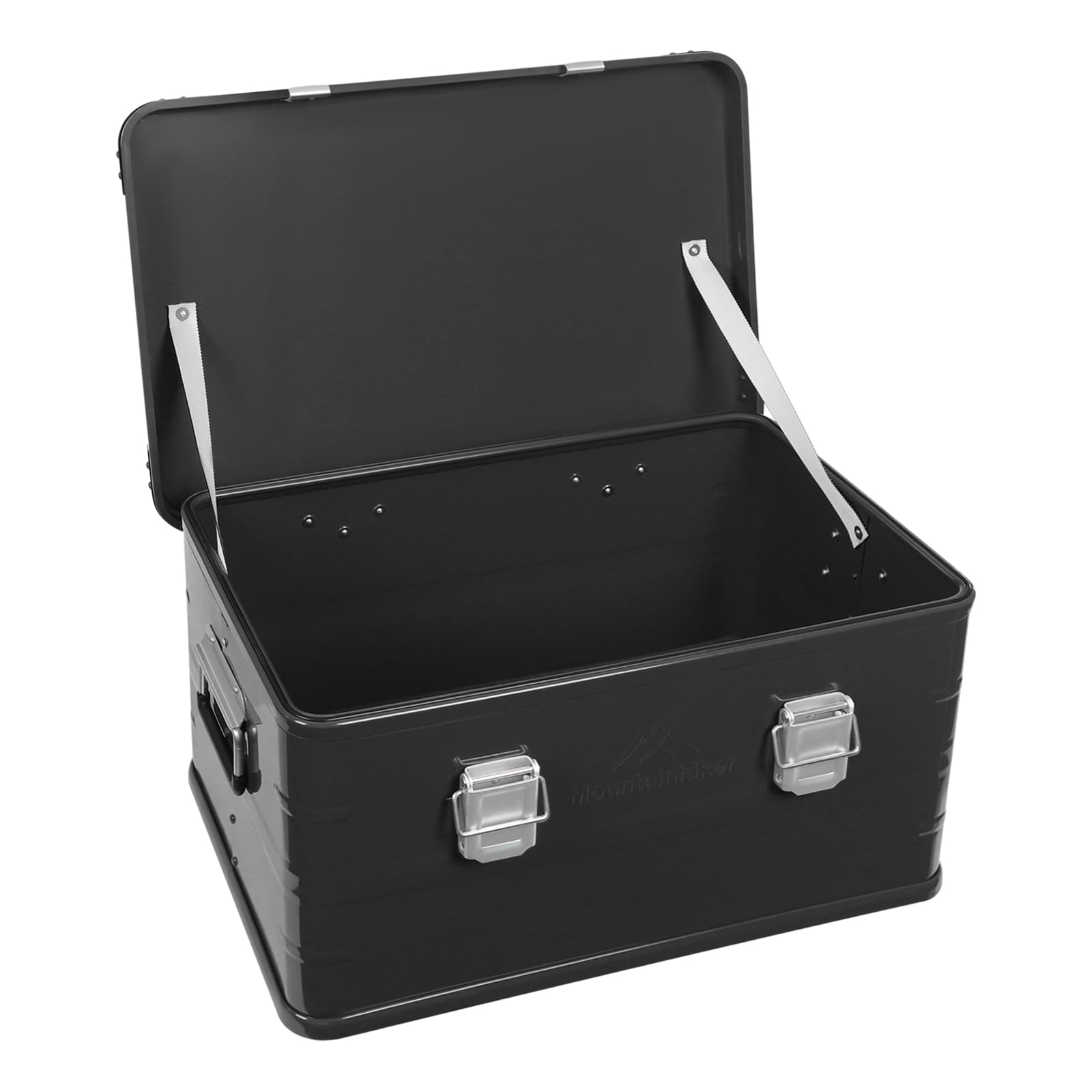 Alubox Alukiste - Premium Lagerbox 50 Liter - Materialstärke 1mm - Deckel verwendbar als Transportbox, Werkzeugkiste, Lagerbox (Schwarz)