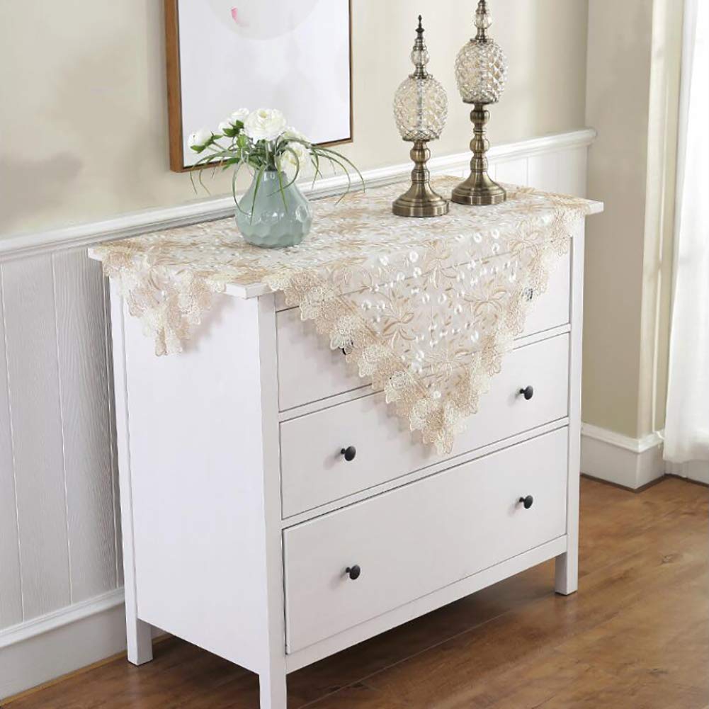 VDLLQYN， Vintage-Spitzentischdecken, Elegante bestickte Tischdecke mit Blumenmuster, Makramee-Tischdecke, rechteckige runde Nachttischabdeckung ，Tischtücher(A,85x85cm(33x33inch))