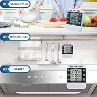 Vista 5 de MOSTRUST Temporizador digital de cocina doble, temporizador de 3 canales, temporizador de cocción triple, pantalla grande, alarma de volumen alto