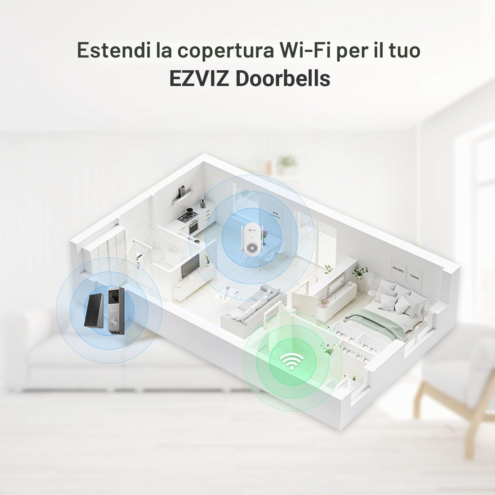 EZVIZ Campanello Wi-Fi per interni, volume regolabile da 0 a 72 dB, 20 suonerie, installazione plug-in, allarme acustico in tempo reale, controllo app, facile installazione, protezione della privacy,