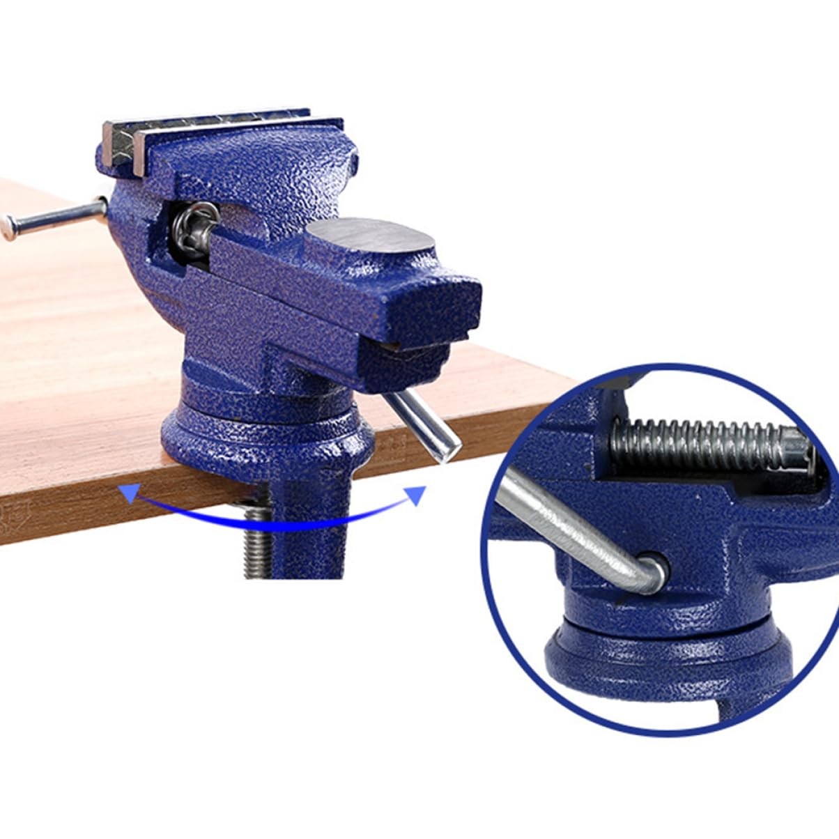 Morsetto da Banco Mini 50mm Blu, Tavola Piana 360° | Ferro, Leggero e Portatile, per Gioielli e Legno, Adatto a Modellismo e Hobbisti