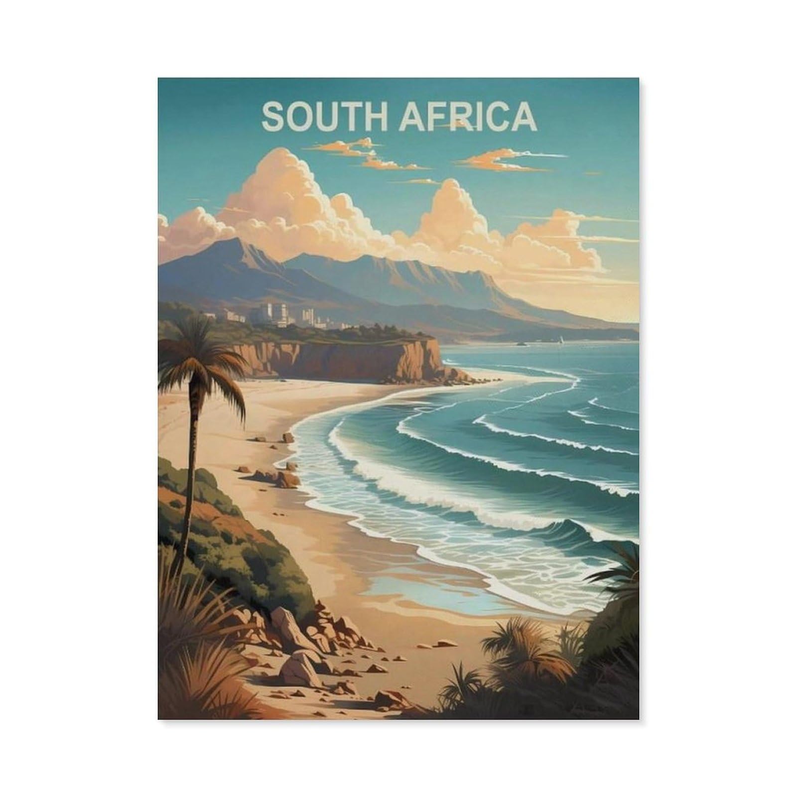 BEAYODKP 5D Diamond Painting Set for Adults and Children，South Africa Vintage Travel Poster，DIY Diamond Crystal Rhinestone Embroidery Painting（50 x 60 cm/19.68 x 23.62 inches）-BX24