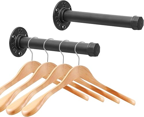 Perchero de hierro fundido montado en la pared, perchero de tubería industrial resistente para colgar ropa, percheros para organizadores de armario