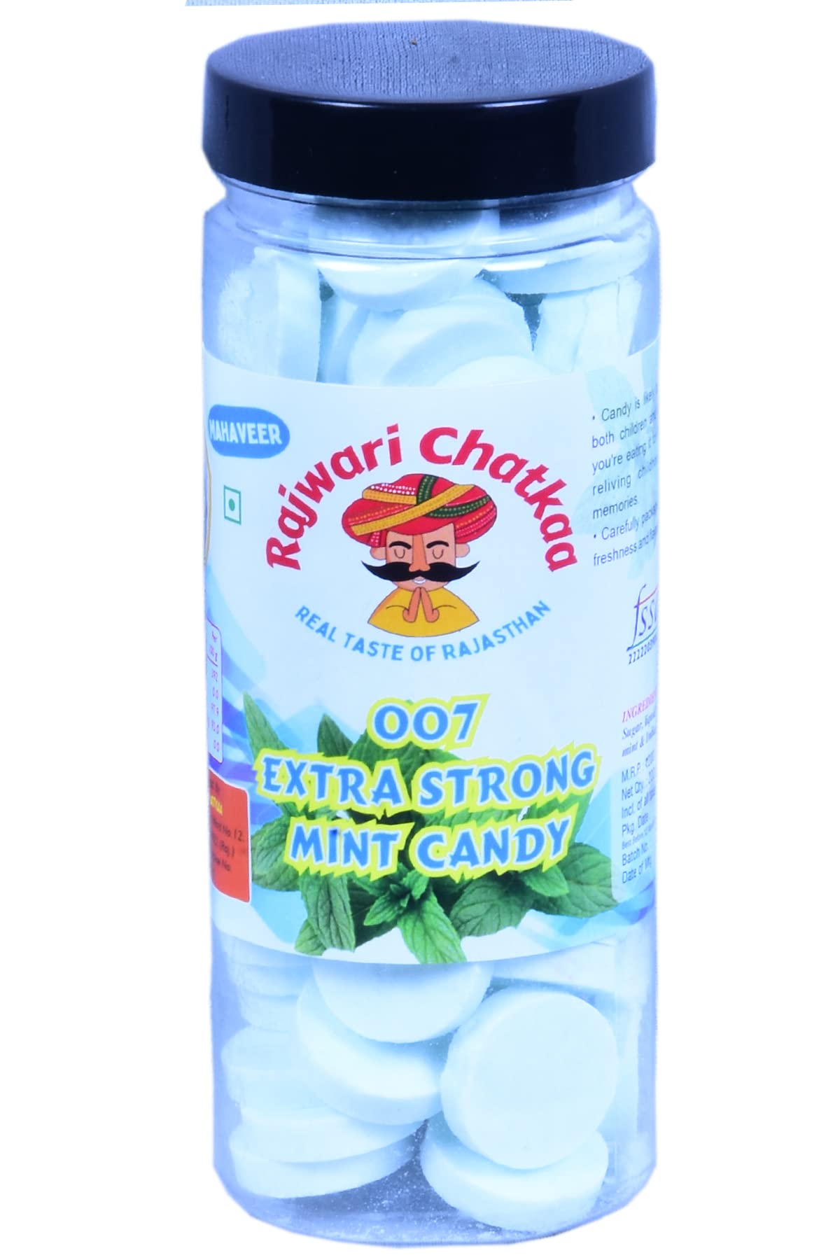Rajwari Chatkaa Mint Candy, Peppermint Candies, Sugar Boiled Candy, Pudina Flavour Goli With Jar For Adults & Kids (200g)