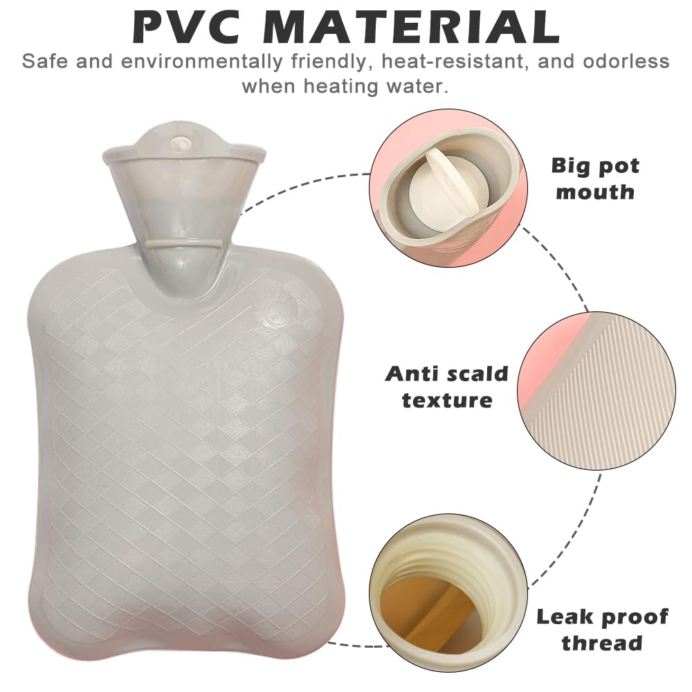 Bolsa Agua Caliente, Bolsa de Agua Caliente con Oso sonrojado de Peluche Lindo y Esponjoso de 1L, Hot Water Bottle Segura, a Prueba de Fugas y Explosiones, Extraíble Para Su Limpieza