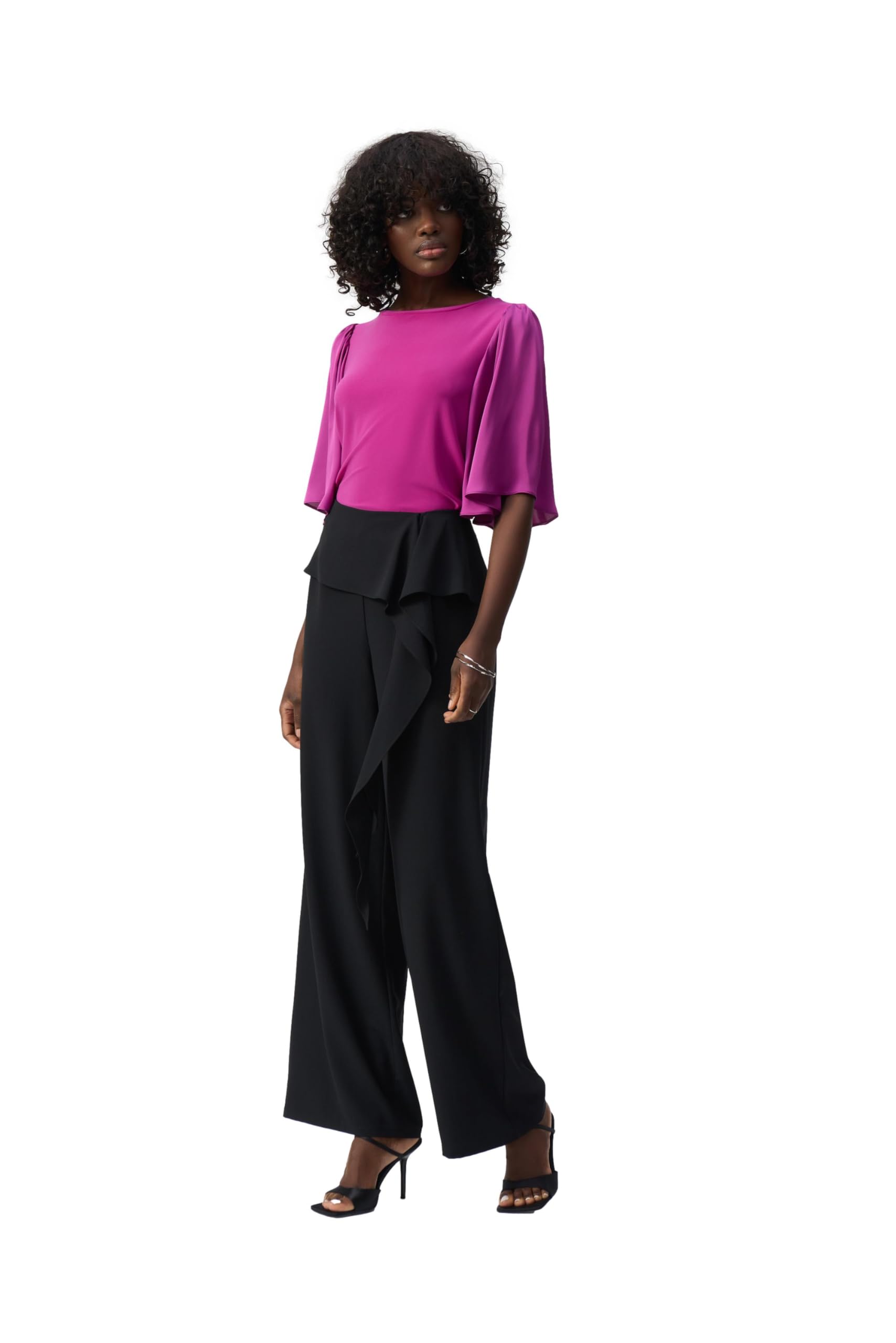 Joseph Ribkoff Womens Woven Wide Leg Pants with Front Tie